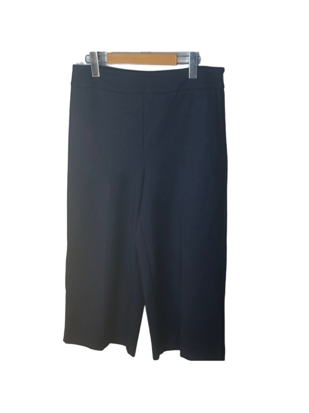 Melanie Lyne Navy Wide-Leg Cropped Dress Pants Size 8 quiet luxury